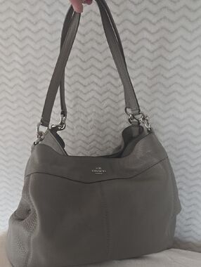 Coach Pebble Leather Shoulder Bag in Taupe